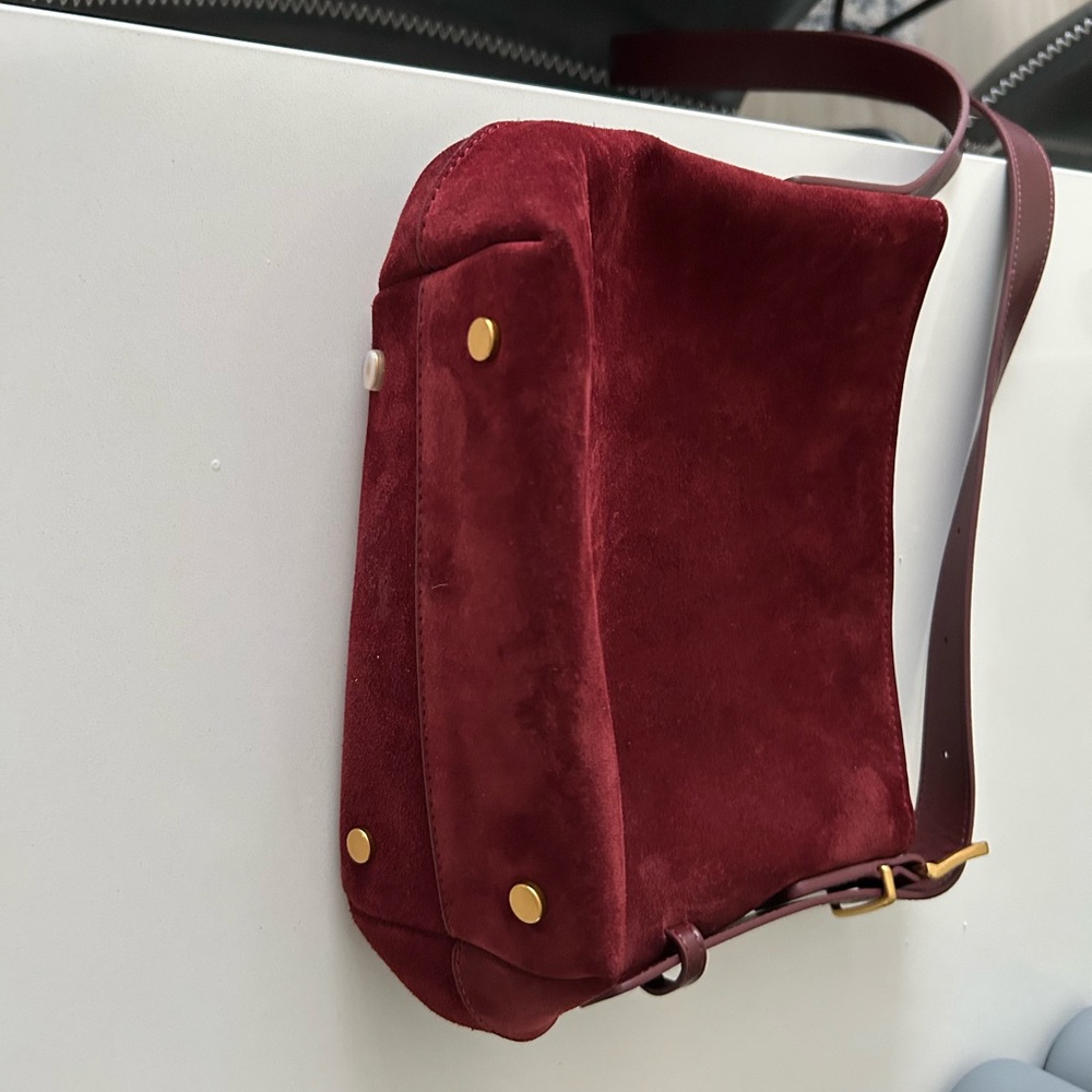 Elegant Burgundy Suede Shoulder Bag